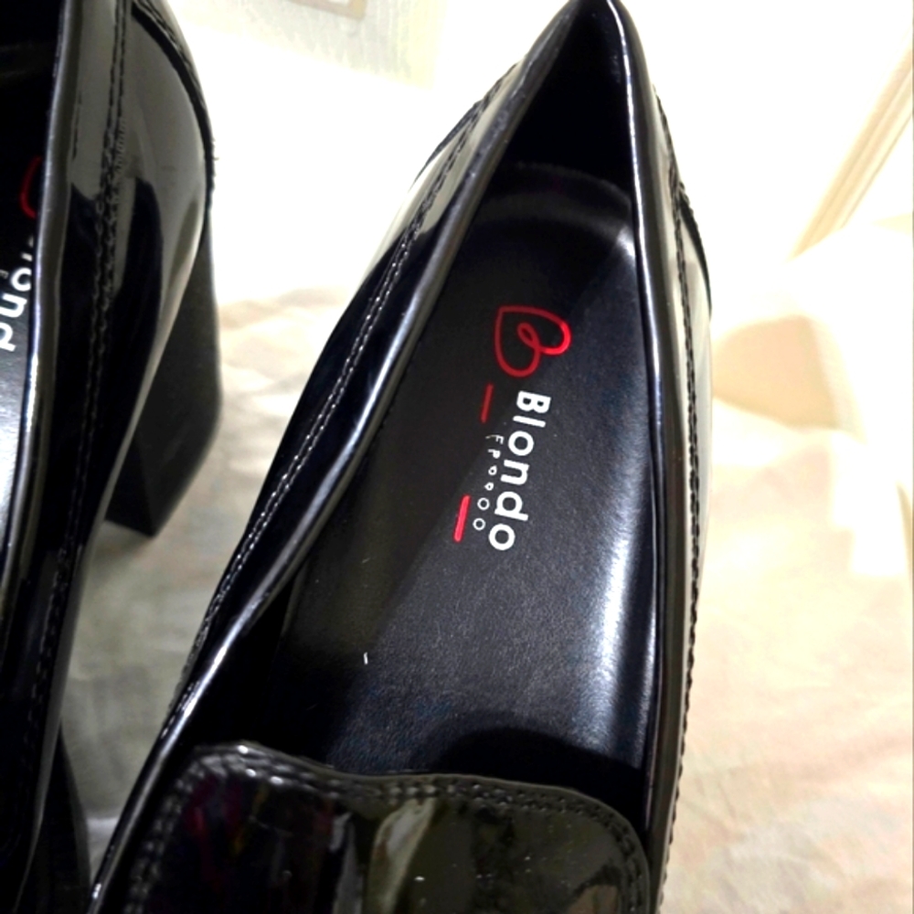 Blondo Jonah Heeled Platform Lug Sole Loafers, Black Patent Leather, Sz 11, EUC - Picture 7 of 10